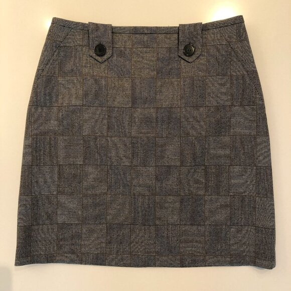 Judith & Charles Richler Virgin Wool Check Skirt in Grey Black Brown Size 12 - Picture 1 of 9